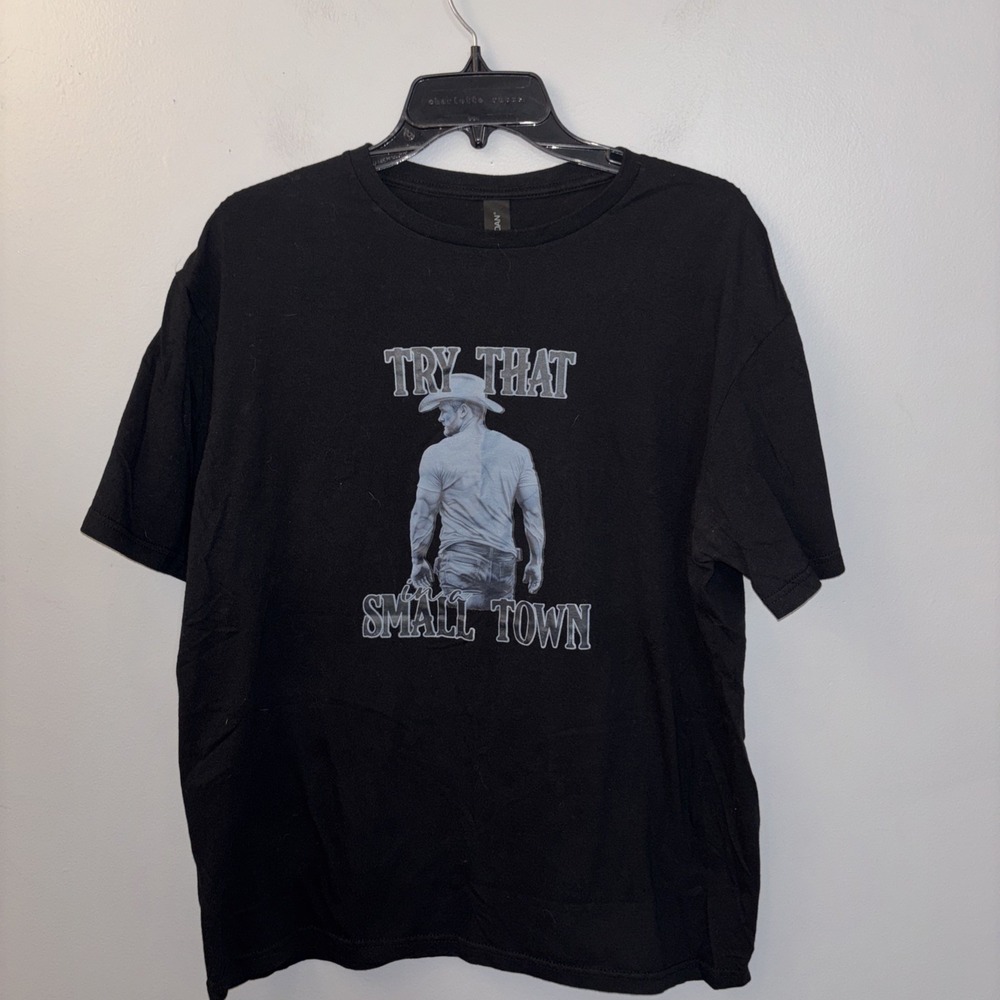 Jason Aldean "Try That In A Small Town" Black T-shirt‎ Country Music Size L